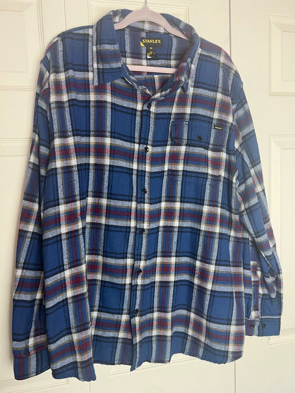 Stanley Long Sleeve Button-Down Blue Plaid Shirt Size XXL Rugged Outdoors
